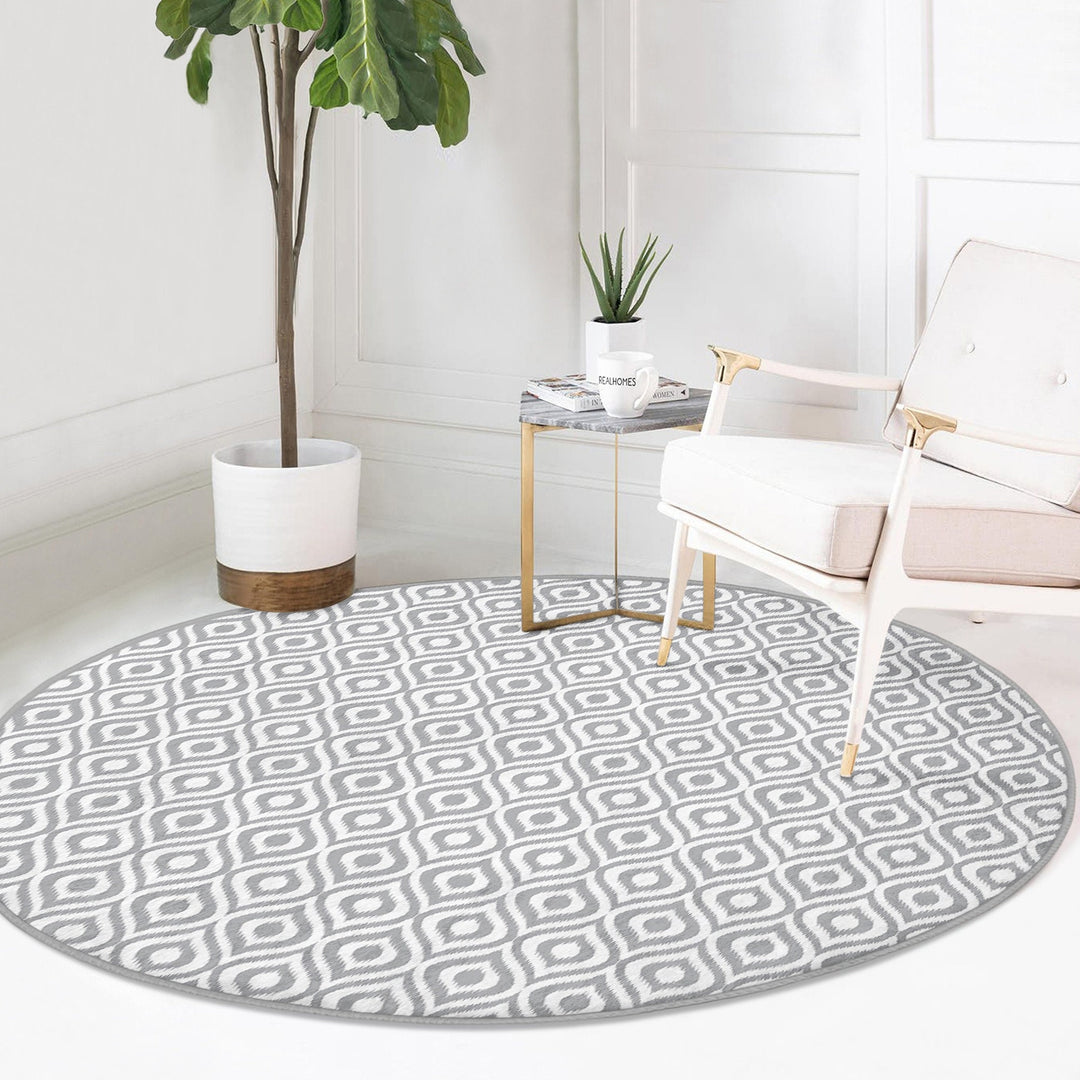 IKAT Design Round Rug|Non-Slip Round Carpet|Geometric Circle Carpet|Decorative Area Rug|IKAT Home Decor|Multi-Purpose Colorful Anti-Slip Mat