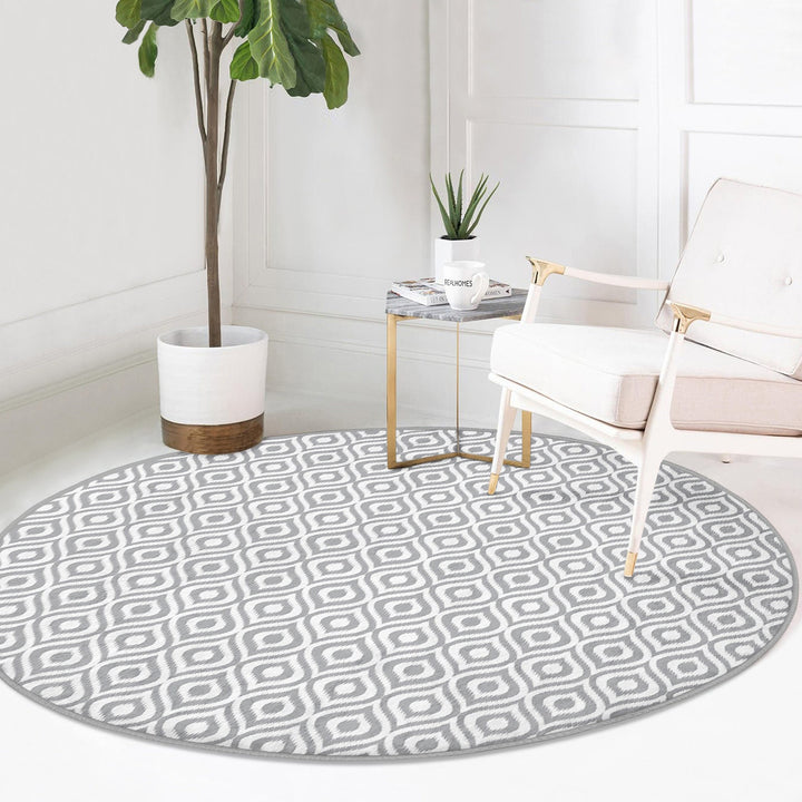 IKAT Design Round Rug|Non-Slip Round Carpet|Geometric Circle Carpet|Decorative Area Rug|IKAT Home Decor|Multi-Purpose Colorful Anti-Slip Mat