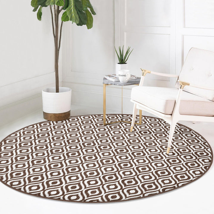 IKAT Design Round Rug|Non-Slip Round Carpet|Geometric Circle Carpet|Decorative Area Rug|IKAT Home Decor|Multi-Purpose Colorful Anti-Slip Mat