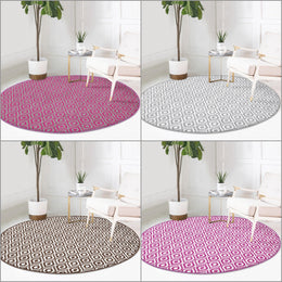 IKAT Design Round Rug|Non-Slip Round Carpet|Geometric Circle Carpet|Decorative Area Rug|IKAT Home Decor|Multi-Purpose Colorful Anti-Slip Mat
