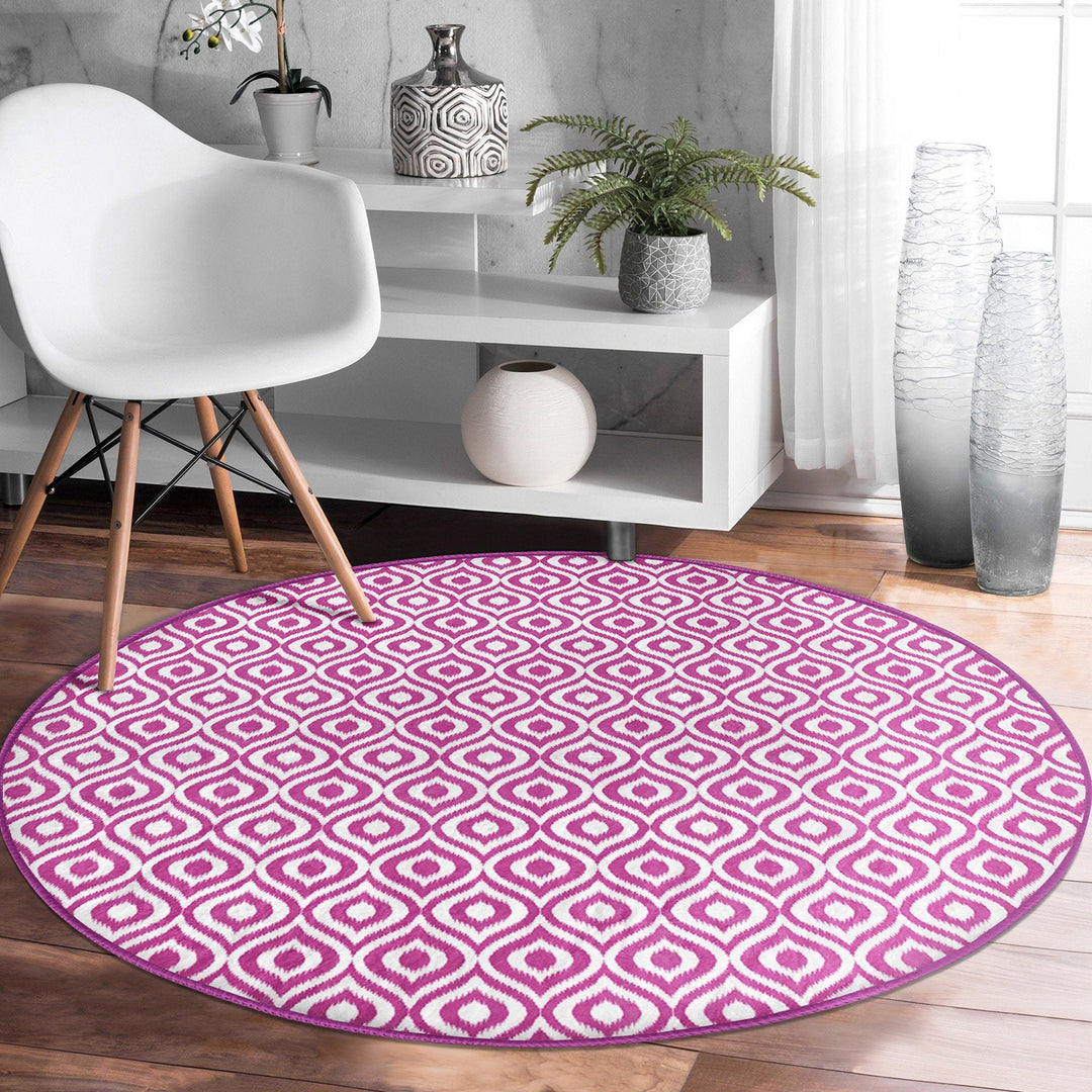 IKAT Design Round Rug|Non-Slip Round Carpet|Geometric Circle Carpet|Decorative Area Rug|IKAT Home Decor|Multi-Purpose Colorful Anti-Slip Mat