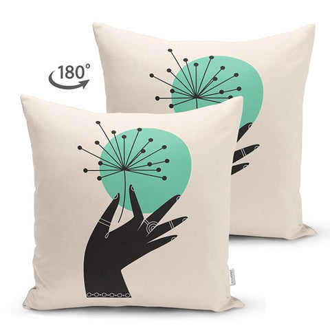 Abstract Pillow Cover|Onedraw Hand Cushion Case|Decorative Farmhouse Pillowtop|Cozy Home Decor|Housewarming Hand Print Throw Pillowcase