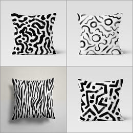 Abstract Geometric Pillow Cover|Black White Abstract Cushion Case|Decorative Pillow Top|Boho Bedding Decor|Contemporary Throw Pillowcase