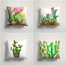 Cactus Pillow Cover|Succulent Cushion Case|Decorative Pillowcase|Boho Bedding Home Decor|Housewarming Farmhouse Floral Cactus Throw Pillow