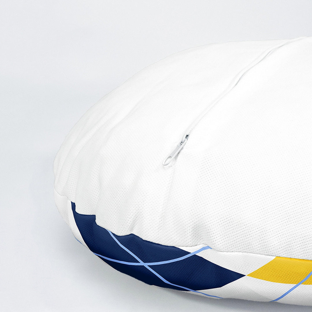 Set of 4 Geometric Round Pillow Case|Zigzag Print Circle Pillow Cover|Decorative Plaid Pattern Throw Pillowtop|Outdoor Round Cushion Cover