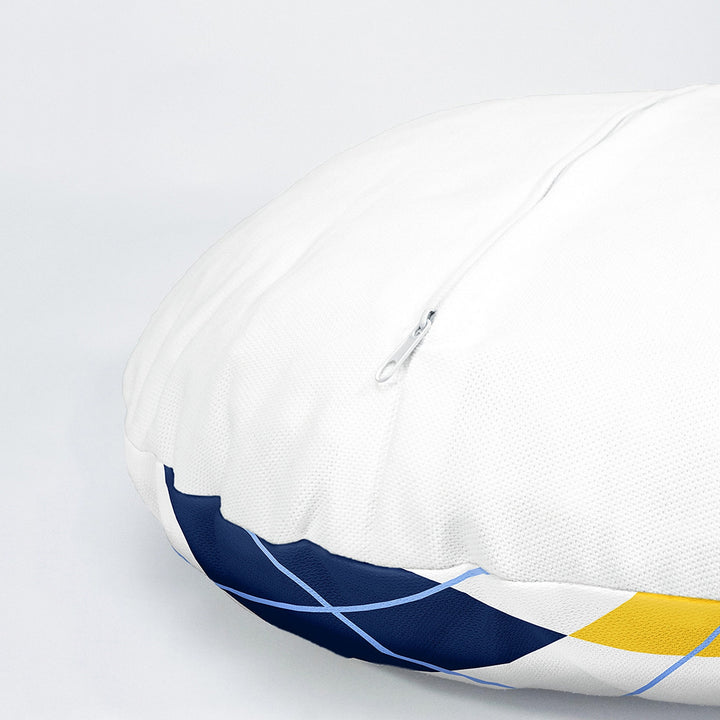 Set of 4 Geometric Round Pillow Case|Zigzag Print Circle Pillow Cover|Decorative Plaid Pattern Throw Pillowtop|Outdoor Round Cushion Cover