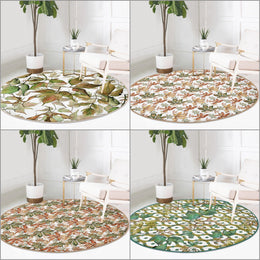 Fall Trend Round Rug|Non-Slip Round Carpet|Autumn Dry Leaves Print Circle Rug|Decorative Farmhouse Area Rug|Housewarming Autumn Floor Decor
