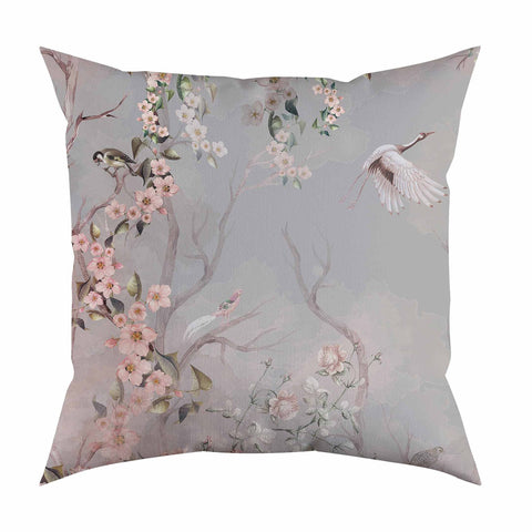 Floral Bird Pillow Cover|Frilly Floral Tree Branches Cushion Case|Birds in Forest Pillowcase|Summer Trend Throw Pillow Cover|Cozy Home Decor