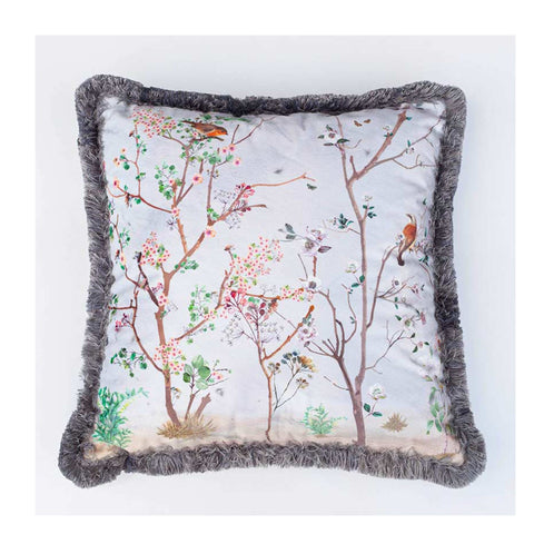 Floral Bird Pillow Cover|Frilly Floral Tree Branches Cushion Case|Birds in Forest Pillowcase|Summer Trend Throw Pillow Cover|Cozy Home Decor