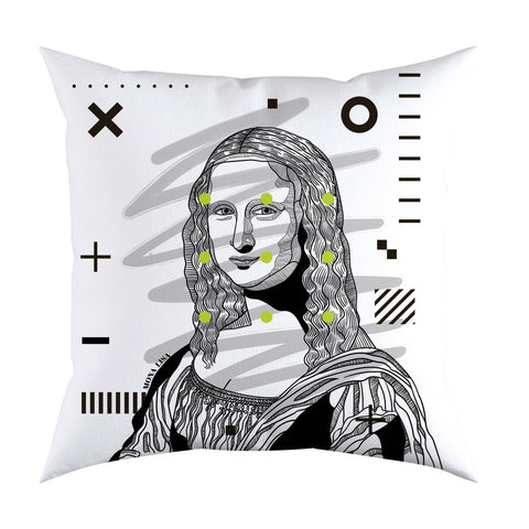Portrait Pillow Cover|Frilly Marilyn Monroe Cushion Case|Benjamin Franklin with Mask Pillow Top|Decorative Mona Lisa Print Throw Pillow Case