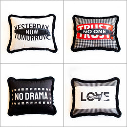 Decorative Pillow Cover|Frilly Yesterday Now Tomorrow Rectangle Cushion|Trust No One Pillowcase|No Drama, Love Myself Lumbar Pillow Case