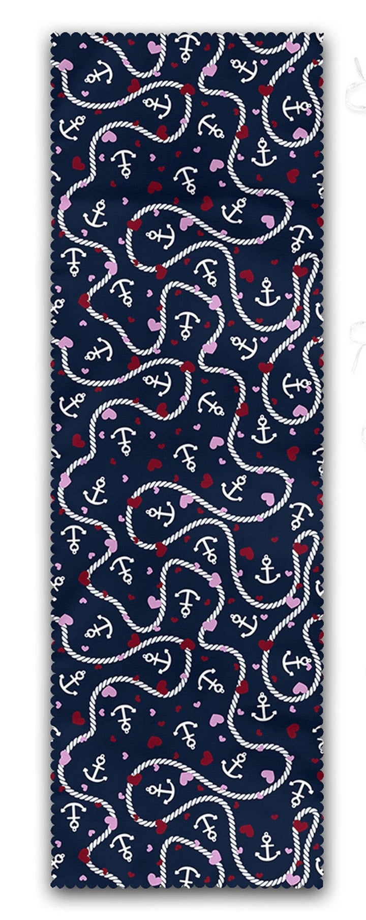 Set of 4 Puffy Chair Pads and 1 Table Runner|Anchor and Sailor Rope Print Chair Cushion and Tabletop Set|Navy Marine Seat Pad and Tablecloth