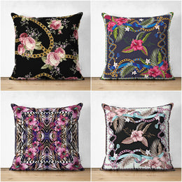 Floral Chain Pillow Cover|Decorative Cushion Case|Boho Flower Pillowtop|Cozy Home Decor|Housewarming Pinky Floral Print Throw Pillowcase