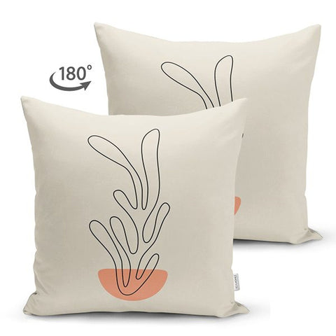 Onedraw Pillow Cover|Abstract Plant Drawing Cushion Case|Boho Pillowcase|Decorative Double-Sided Pillowtop|Minimalist Cozy Cushion Case