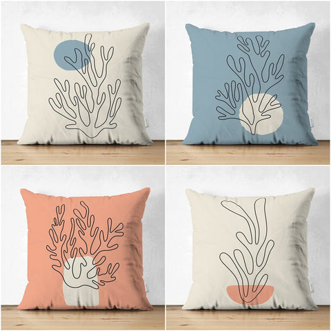 Onedraw Pillow Cover|Abstract Plant Drawing Cushion Case|Boho Pillowcase|Decorative Double-Sided Pillowtop|Minimalist Cozy Cushion Case