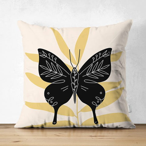Abstract Pillow Cover|Onedraw Hand and Leaf Cushion Case|Butterfly Pillowtop|Cozy Home Decor|Housewarming Rabbit Print Throw Pillowcase
