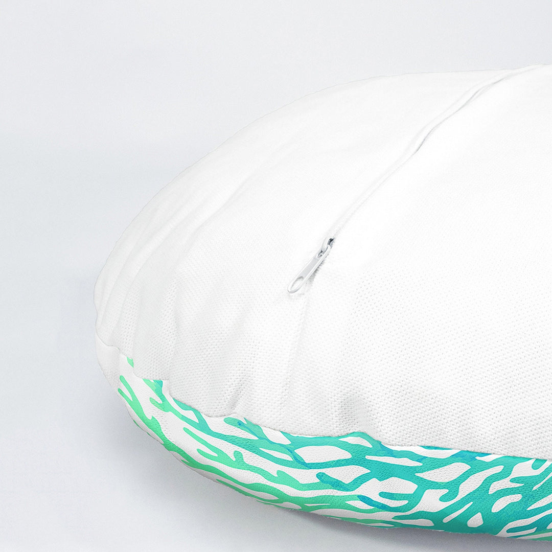 Set of 4 Nautical Round Pillow Case|Turquoise Oyster Seahorse Coral Seashell Circle Pillow Cover|Decorative Beach House Round Cushion Cover