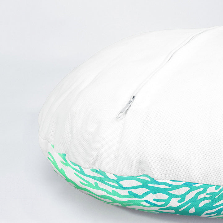 Set of 4 Nautical Round Pillow Case|Turquoise Oyster Seahorse Coral Seashell Circle Pillow Cover|Decorative Beach House Round Cushion Cover