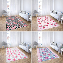 Flamingo Rectangle Rug|Non-Slip Carpet|Geometric 3D Design Carpet|Decorative Area Rug|Animal Home Decor|Multi-Purpose Pinky Anti-Slip Rug