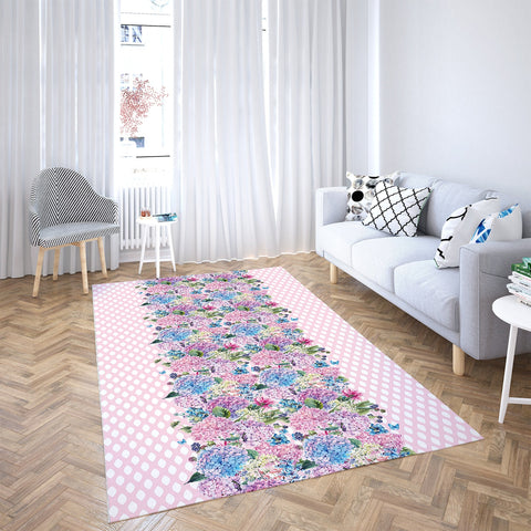 Floral Rectangle Rug|Non-Slip Carpet|Geometric 3D Design Carpet|Decorative Area Rug|Flower Print Home Decor|Multi-Purpose Anti-Slip Rug