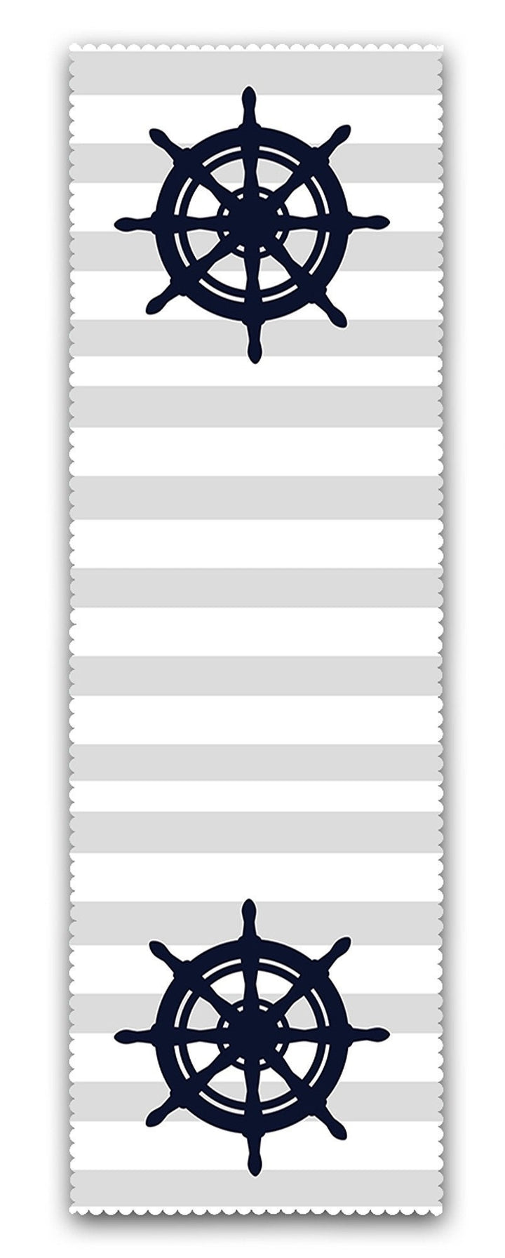 Set of 4 Nautical Chair Pads and 1 Table Runner|Anchor Wheel Compass Boat Cushion and Tabletop Set|Blue White Navy Seat Pad and Tablecloth