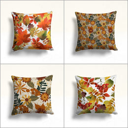 Fall Trend Pillow Cover|Dry Leaves Red Berries Throw Pillow|Autumn Cushion Case|Housewarming Autumn Home Decor|Farmhouse Style Fall Cushion