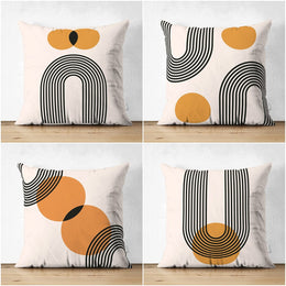 Abstract Pillow Cover|Circles and Lines Pillowcase|Abstract Geometric Cushion|Decorative Double-Sided Pillowtop|Farmhouse Authentic Cushion