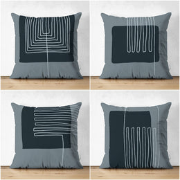Abstract Pillow Cover|Black Gray Pillowcase|Abstract Onedraw Cushion Cover|Decorative Double-Sided Pillowtop|Farmhouse Style Boho Cushion
