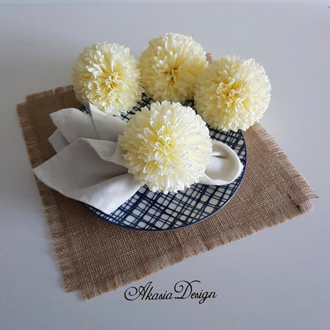 Floral Napkin Rings|Chrysanthemum Napkin Holder|Emerald Table Decor For Him|Wedding Tablescape|Colorful Table Centerpiece|Rustic Table Top