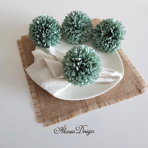 Floral Napkin Rings|Chrysanthemum Napkin Holder|Emerald Table Decor For Him|Wedding Tablescape|Colorful Table Centerpiece|Rustic Table Top