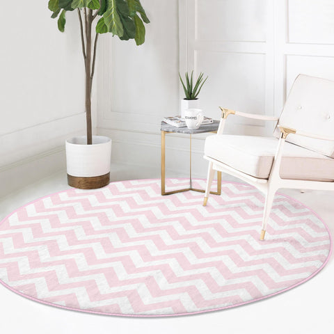 Zigzag Round Rug|Non-Slip Round Carpet|Geometric Circle Carpet|Decorative Area Rug|Zigzag Home Decor|Multi-Purpose Colorful Anti-Slip Mat