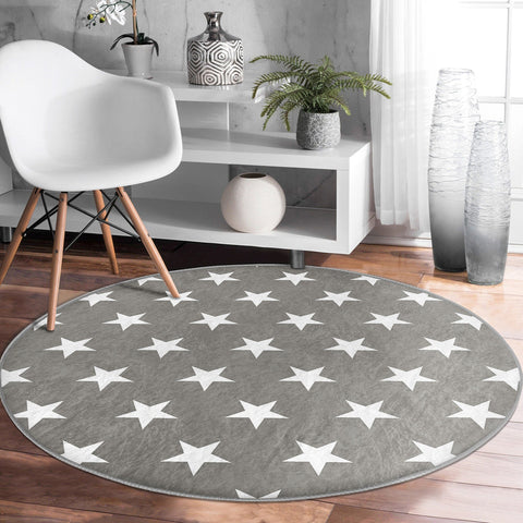 Star Round Rug|Non-Slip Round Carpet|Geometric Circle Carpet|Decorative Area Rug|Star Print Home Decor|Multi-Purpose Colorful Anti-Slip Mat
