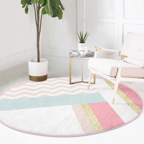Abstract Design Round Rug|Non-Slip Round Carpet|Geometric Circle Carpet|Abstract Area Rug|Modern Home Decor|Decorative Multi-Purpose Mat