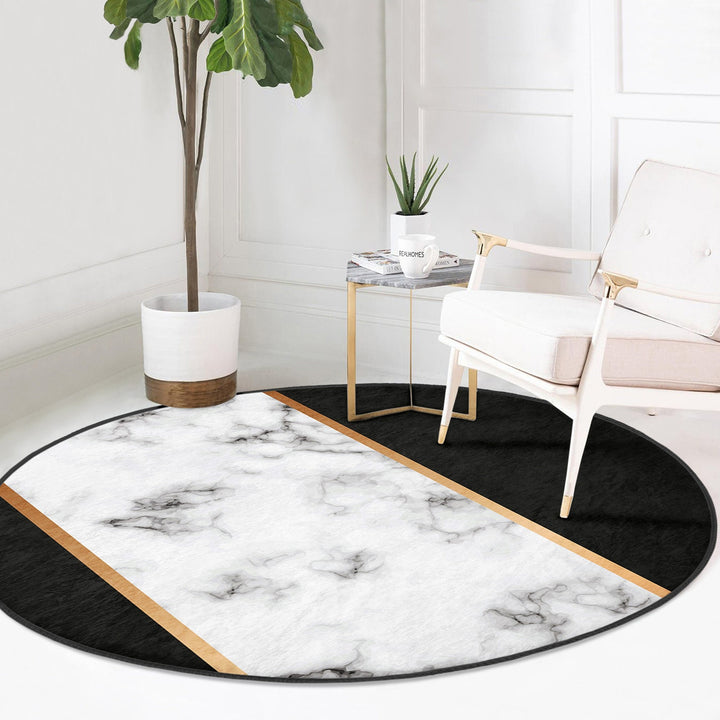 Marble Pattern Round Rug|Non-Slip Round Carpet|Geometric Marble Circle Carpet|Decorative Striped Multi-Purpose Area Rug|Modern Home Decor