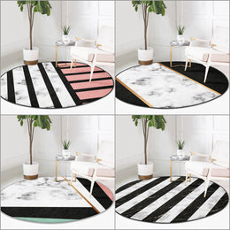 Marble Pattern Round Rug|Non-Slip Round Carpet|Geometric Marble Circle Carpet|Decorative Striped Multi-Purpose Area Rug|Modern Home Decor