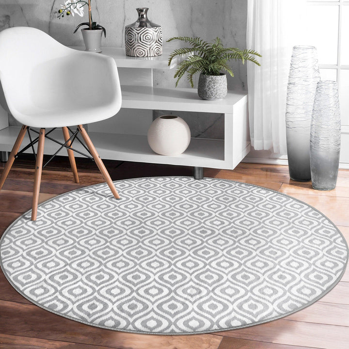 IKAT Design Round Rug|Non-Slip Round Carpet|Geometric Circle Carpet|Decorative Area Rug|IKAT Home Decor|Multi-Purpose Colorful Anti-Slip Mat