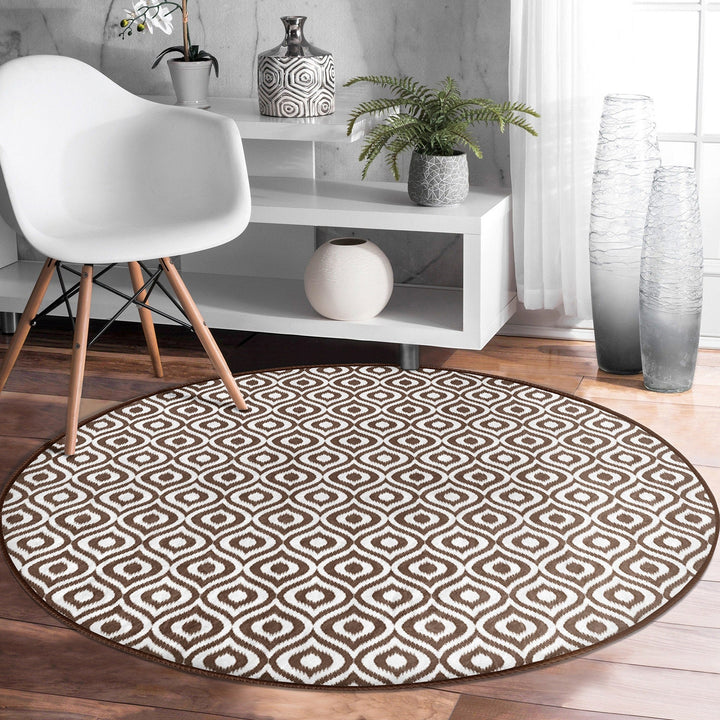 IKAT Design Round Rug|Non-Slip Round Carpet|Geometric Circle Carpet|Decorative Area Rug|IKAT Home Decor|Multi-Purpose Colorful Anti-Slip Mat