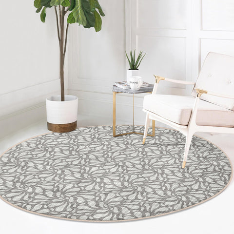 Abstract Design Round Rug|Non-Slip Round Carpet|Geometric Circle Carpet|Abstract Area Rug|Gray Home Decor|Decorative Multi-Purpose Mat