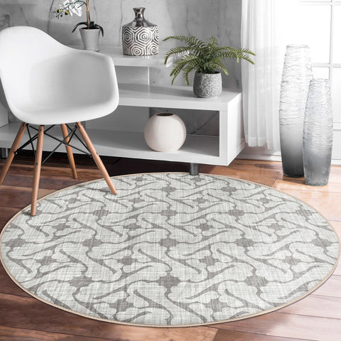 Abstract Design Round Rug|Non-Slip Round Carpet|Geometric Circle Carpet|Abstract Area Rug|Gray Home Decor|Decorative Multi-Purpose Mat