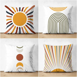 Abstract Pillow Cover|Sun and Moon Phases Cushion Case|Geometric Outdoor Cushion|Housewarming Farmhouse Boho Throw Pillowtop|Cozy Home Decor
