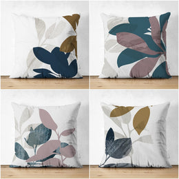 Abstract Pillow Cover|Leaf Drawing Cushion Case|Decorative Farmhouse Pillowtop|Cozy Home Decor|Housewarming Plant Print Throw Pillowcase