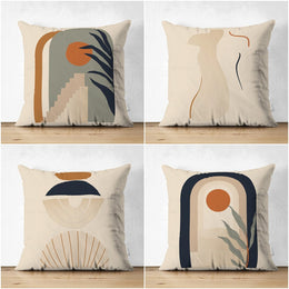 Abstract Pillow Cover|Onedraw Cushion Case|Decorative Farmhouse Boho Pillowtop|Cozy Home Decor|Housewarming Leaf Print Throw Pillowcase