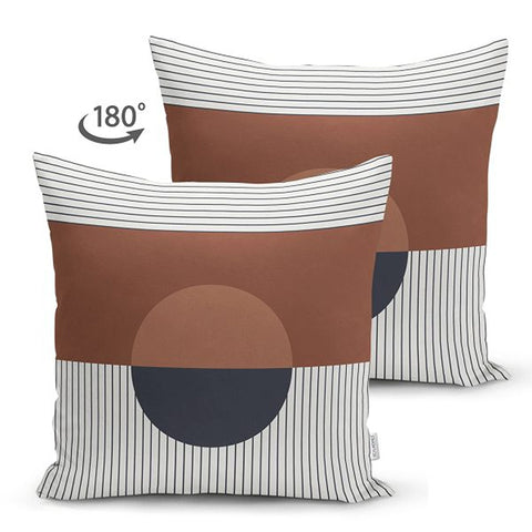 Abstract Pillow Cover|Rounds and Lines Cushion Case|Geometric Outdoor Cushion|Housewarming Farmhouse Boho Throw Pillowtop|Cozy Home Decor