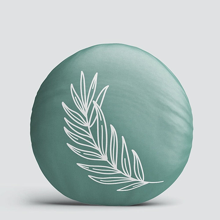 Set of 4 Onedraw Round Pillow Case|Leaf and Woman Face Print Circle Pillow Cover|Decorative Abstract Line Art Pillow|Outdoor Cushion Cover