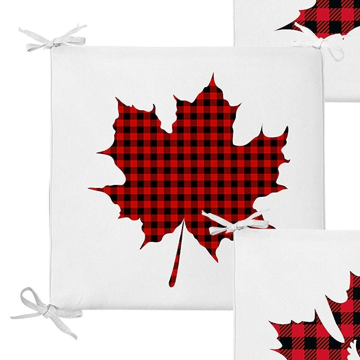 Set of 4 Xmas Chair Pads and 1 Table Runner|Winter Trend Checkered Xmas Leaves Seat Pad Tablecloth|Plaid Xmas Deer Chair Cushion Tabletop