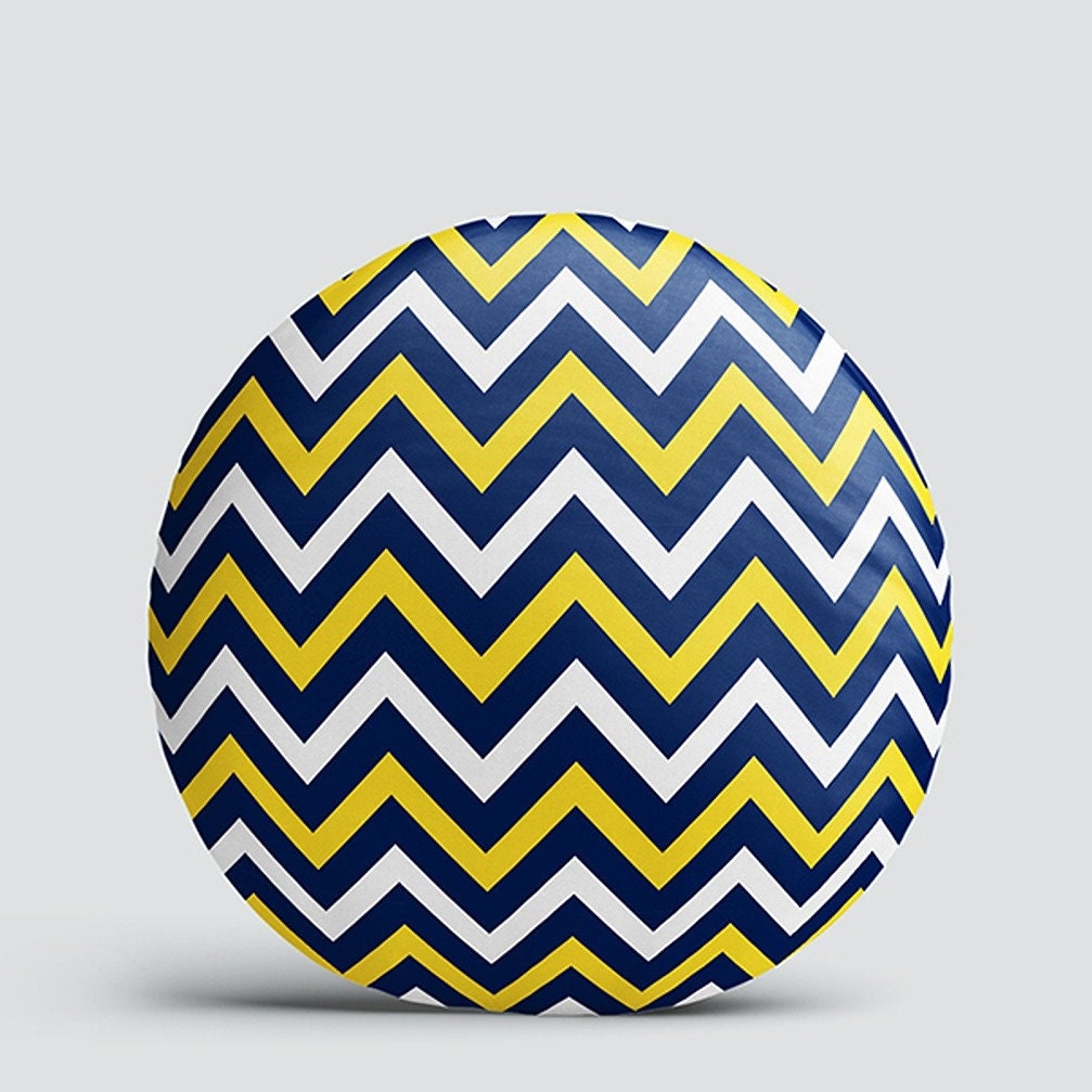 Set of 4 Geometric Round Pillow Case|Zigzag Print Circle Pillow Cover|Decorative Plaid Pattern Throw Pillowtop|Outdoor Round Cushion Cover