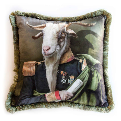 Royal Animal Pillow Cover|Frilly Goat, Horse Cushion Case|Pet Costume Pillowcase|Cow and Sheep Throw Pillow Cover|Animal Portrait Cushion