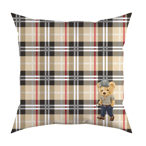 Cute Bear Pillow Cover|Frilly Bear in Suit Themed Cushion Case|Plaid Astronaut and Baseball Player Bear Pillowcase|Animal Throw Pillow Cover