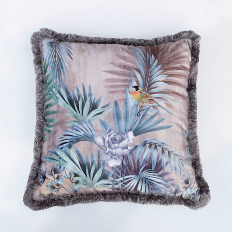 Floral Bird Pillow Cover|Frilly Floral White Peacock Cushion Case|Birds over Mountains Pillowcase|Summer Trend Throw Pillow|Cozy Home Decor