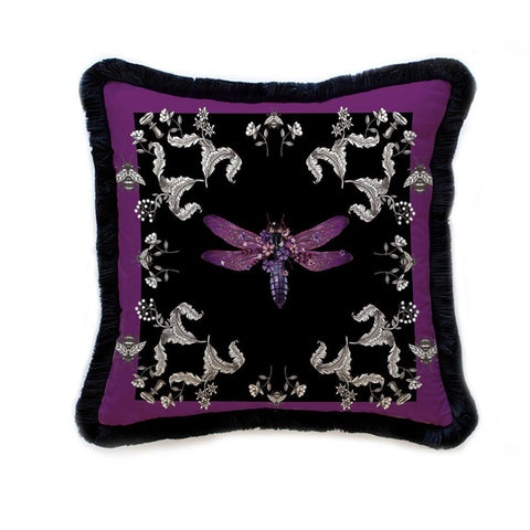 Bug Print Pillow Cover|Frilly Geometric Ladybug Cushion Case|Bohemian Butterfly and Dragonfly Pillowcase|Decorative Bee Throw Pillow Cover